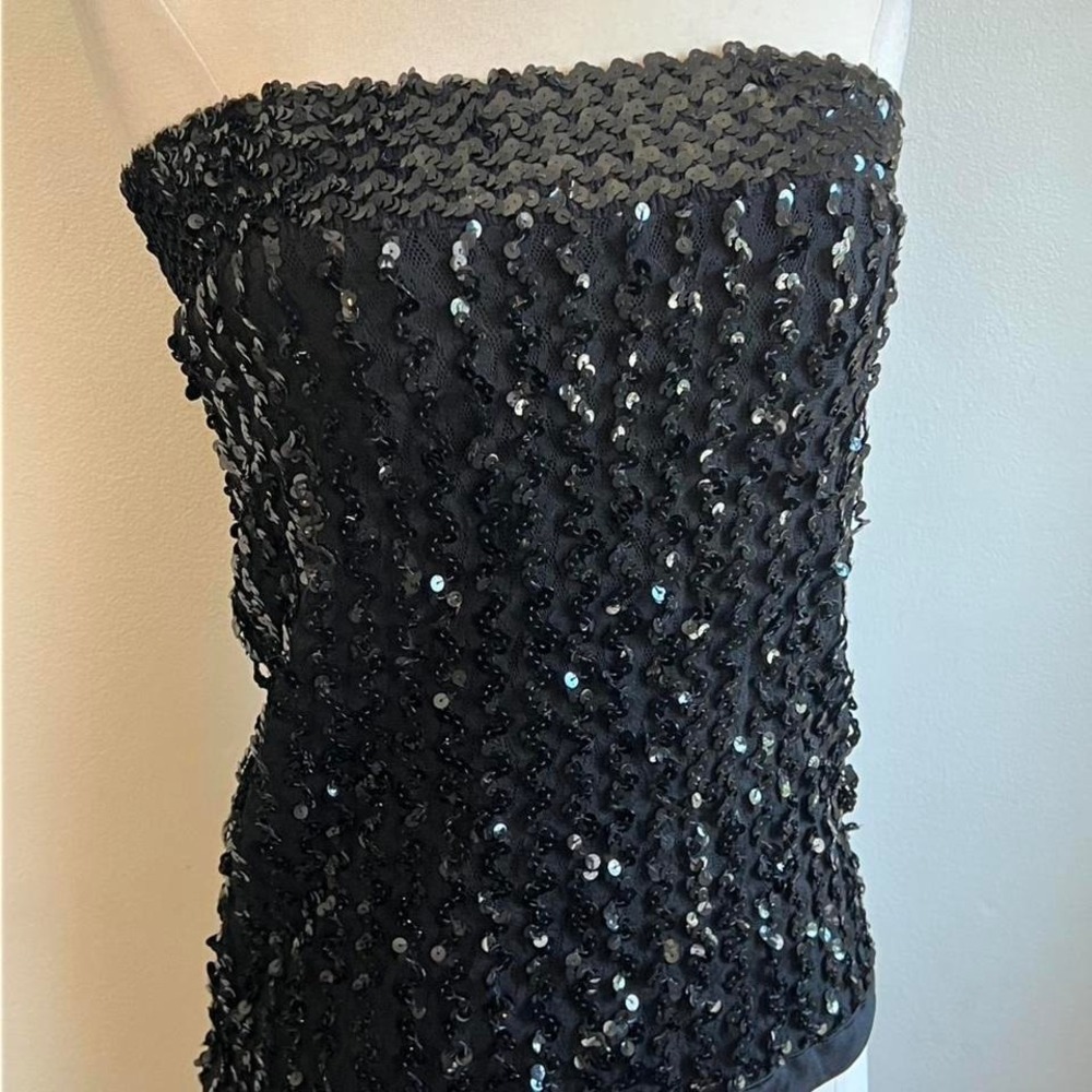 OON Los Angeles New York Black Sequin Strapless Tube Top Medium 2535